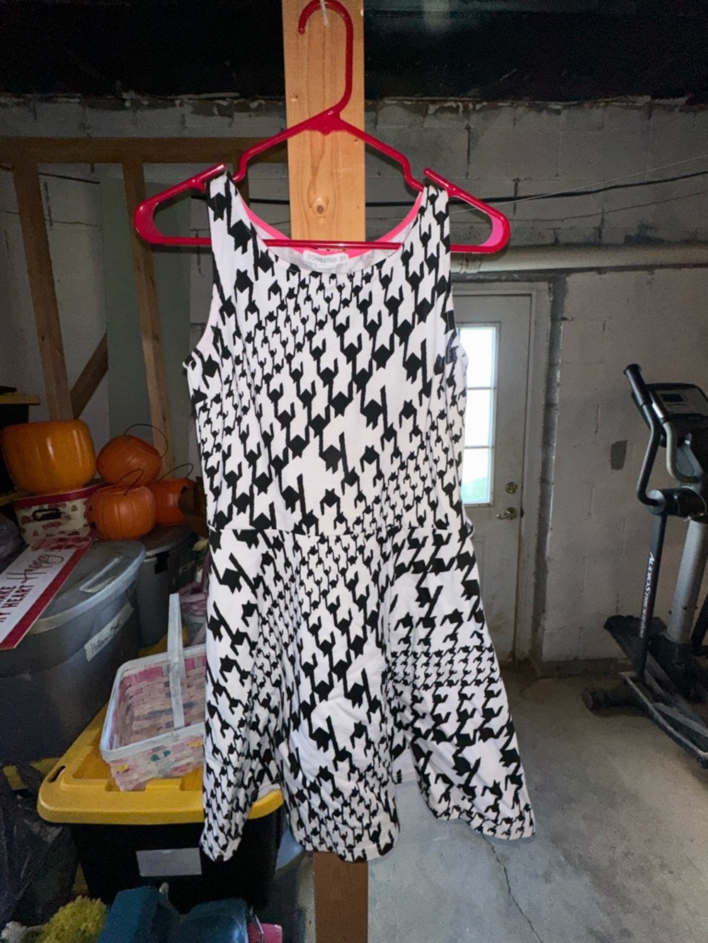 Connection 18® Pink-Trim Black & White Patterned Top
